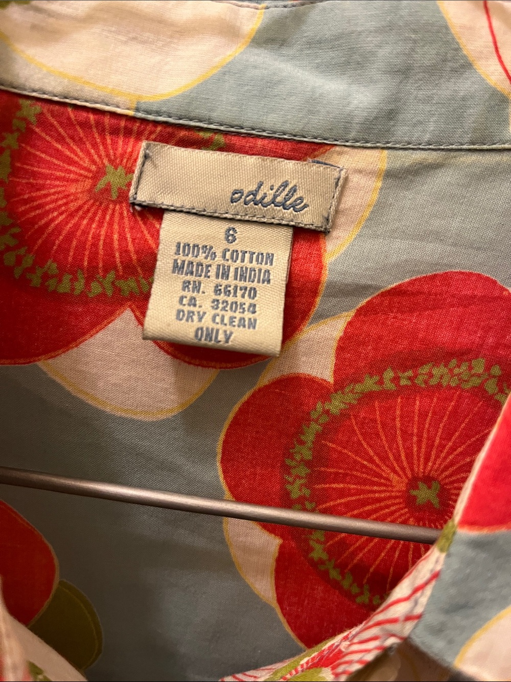 Anthropology Floral Button down Shirt - Blue with Red & Orange Flowers Odille - Picture 2 of 5